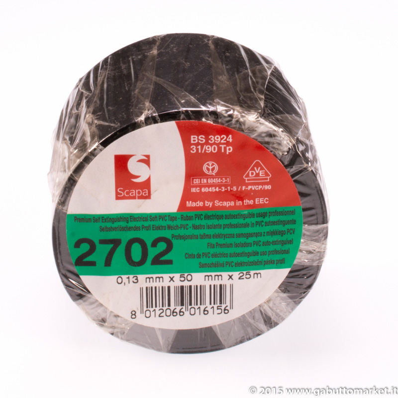 NASTRO ISOLANTE NERO MT. 25X25 mm. PLASTIFICATO DA ELETTRICISTA