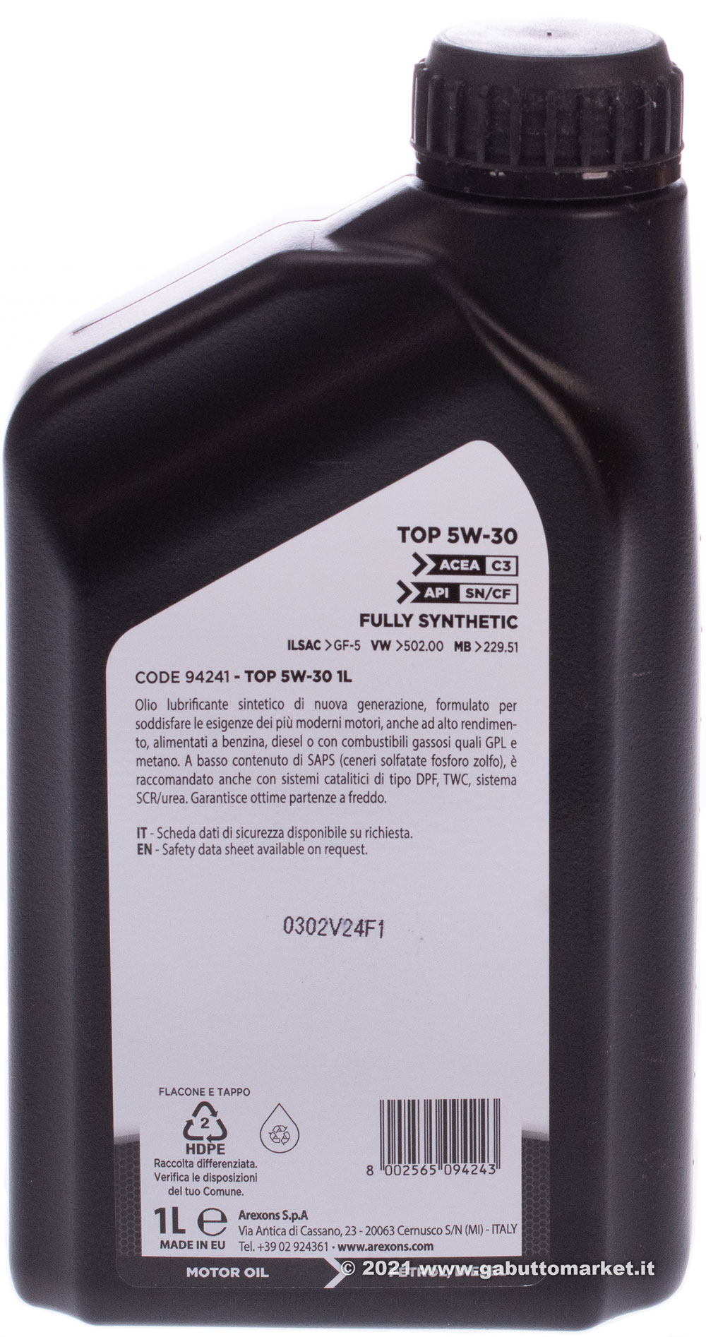 Olio Motore 5w30 Petronas/AREXONS C3 Sintetico da 6 L Litri per Motori  Benzina e Diesel