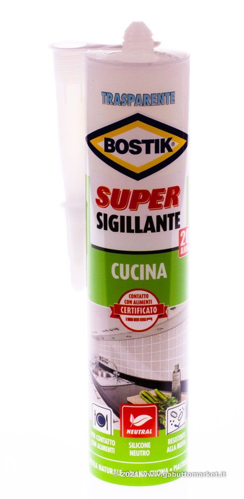 SILICONE BOSTIK CUCINA CERTIFICATO PER CONTATTO CON ALIMENTI ATOSSICO TRASPARENTE  ML.300