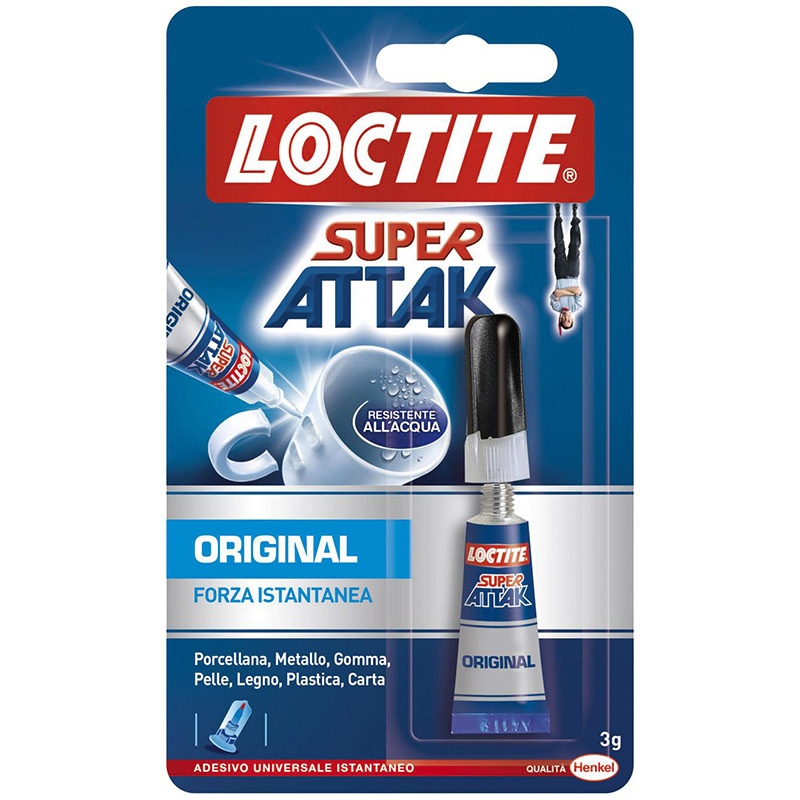 SUPER ATTAK ATTACK 3 GR LOCTITE ADESIVO UNIVERSALE ISTANTANEO TRIPLA  RESISTENZA 8000776157658